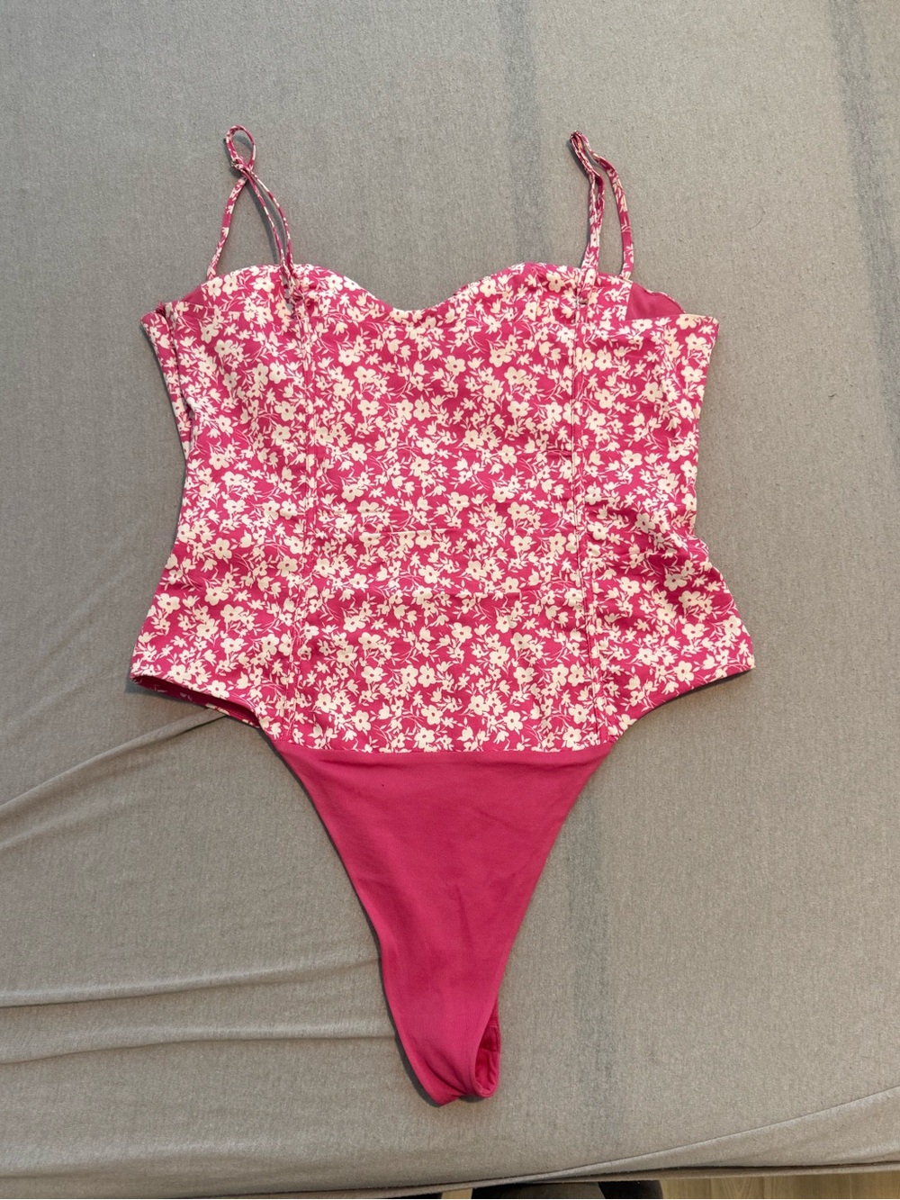 Zara Pink Floral Bustier Bodysuit